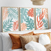 over the bed teal and coral wall art