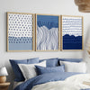 set of 3 over the bed blue abstract art