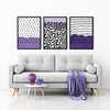 set of 3 purple abstract art