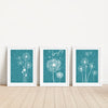 dandelion teal wall printables set of 3