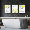Set of 3 Yellow and Gray Bathroom Wall Art