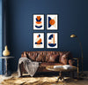 blue and orange artwork set of 4