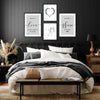 4pc Grey Bedroom Wall Art Prints