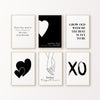 6pc zwart-wit Valentijnsdag afdrukbaar 