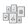 6pc Gray Nursery Animals Nursery Theme Prints