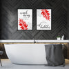 set of 2 red bathroom prints