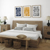 set of 3 over the bed navy blue and yellow wall art