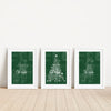 set of 3 green Christmas decortations