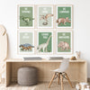 9pc Green Dinosaur Gallery Wall Art Printables