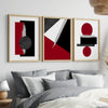 Red and Black Abstract Geometric Wall Art