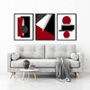 Red and Black Abstract Geometric Wall Art