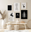 6 decorative black and white christmas prints