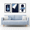 blue and silver wall art