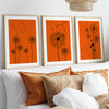 set of 3 orange and black dandelion printables