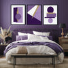 set of 3 purple and gold abstract art