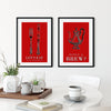 Set of 2 Red and Black Kitchen Prints