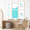 Teal Grey and White Nursery Prints