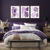 set of 3 purple and gold bedroom decor