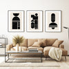 Mid Century Modern Black and Beige Neutral Wall Art