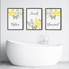 Set of 3 Yellow and Gray Bathroom Wall Art