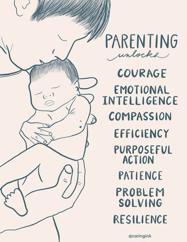 Parenting unlocks: courage, emotional intelligence, compassion, efficiency, purposeful action, patience, problem solving, resilience