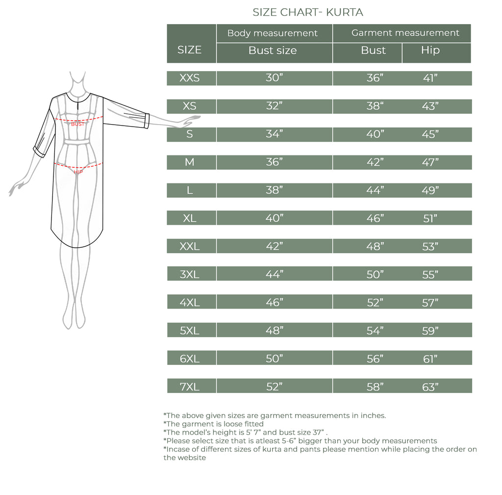 Size Chart for Co-ord sets - Antifit – House of Moxa
