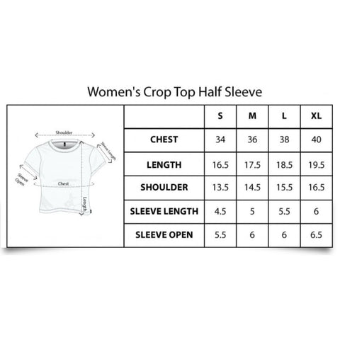 Women Crop Top Size Chart