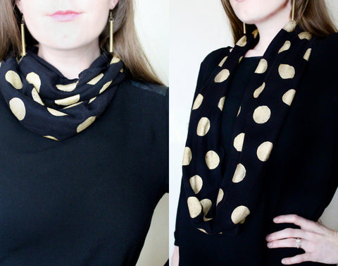 Polka Dot DIY No Sew Infinity Scarf