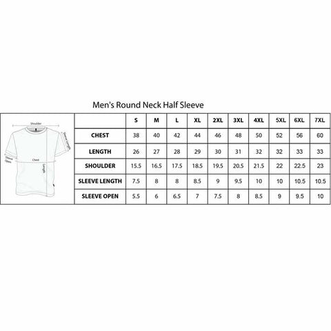 Men's Round Neck T-Shirt Size Chart