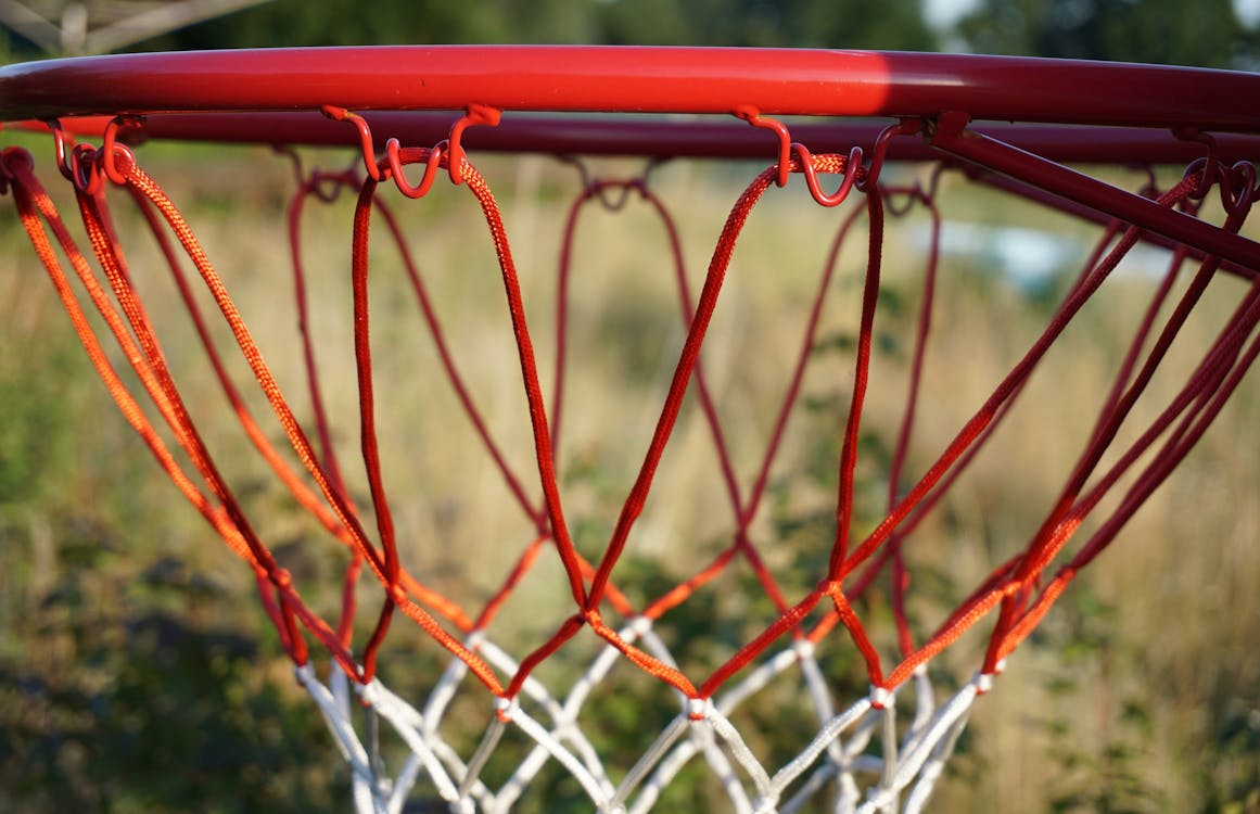 close-up look at a basketball net