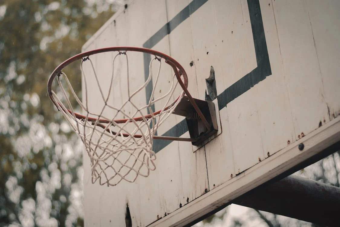 wooden basketball hoop outdoors