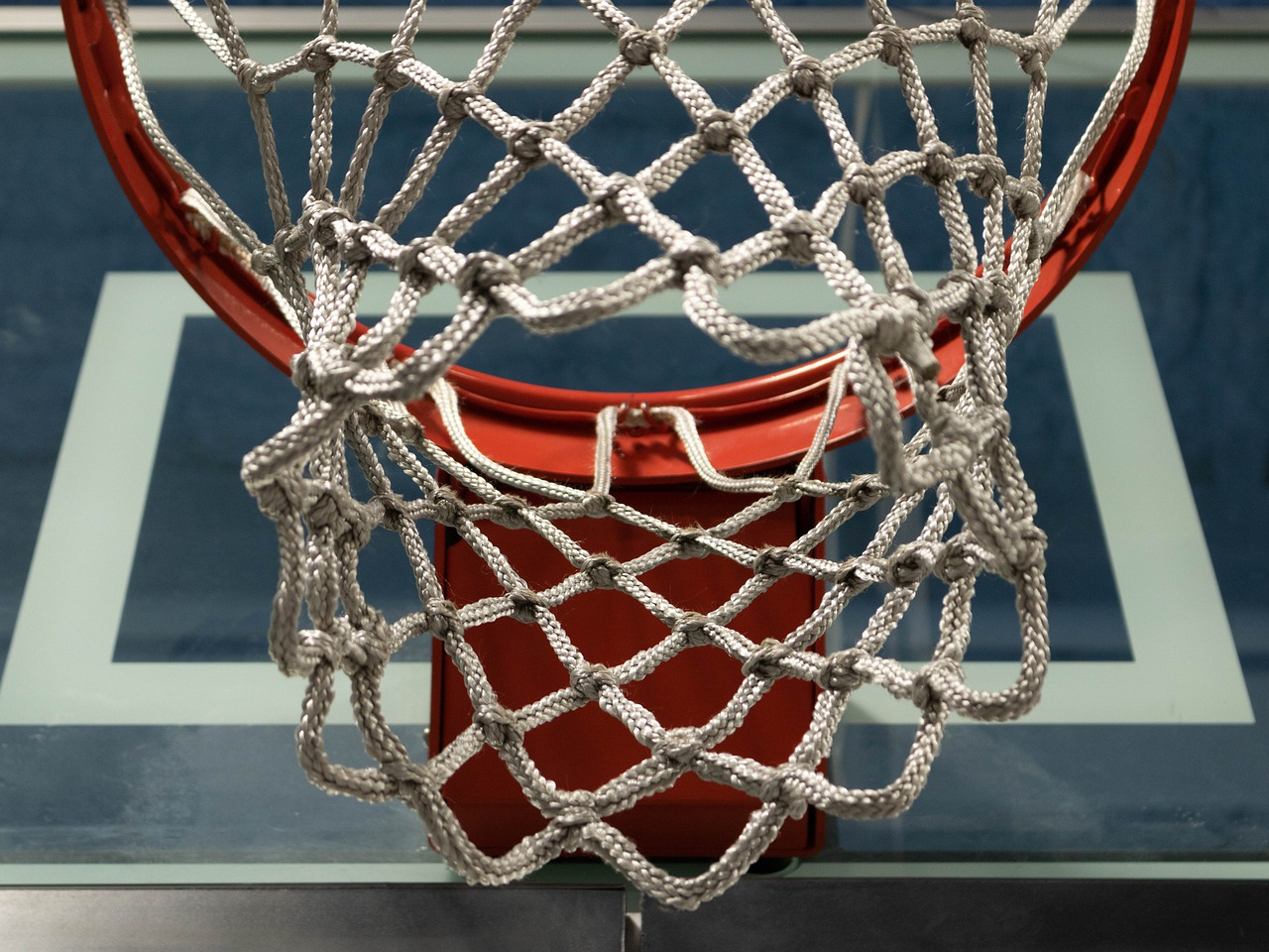 close-up shot of a basketball net hoop