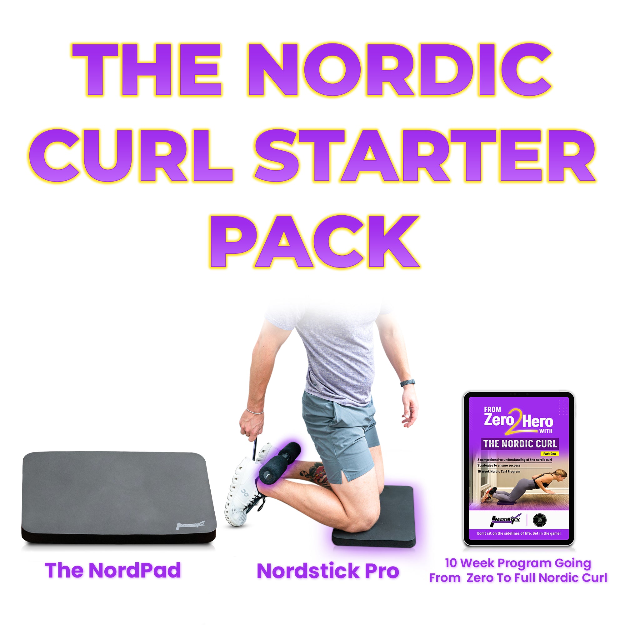 NordStick Nordic Hamstring Curl Strap - Original Nord Stick Exercise Set for Home and Travel - 5 Second Set Up