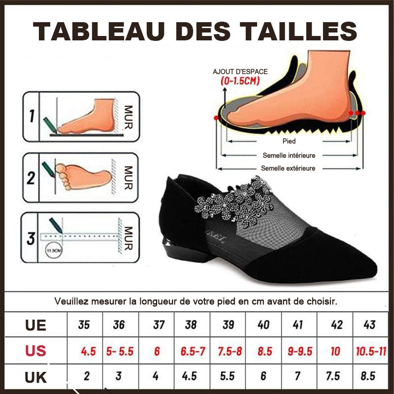 Sandales noires en dentelle pour femme