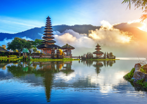 Tourism Bali Indonesia temple mountains lake