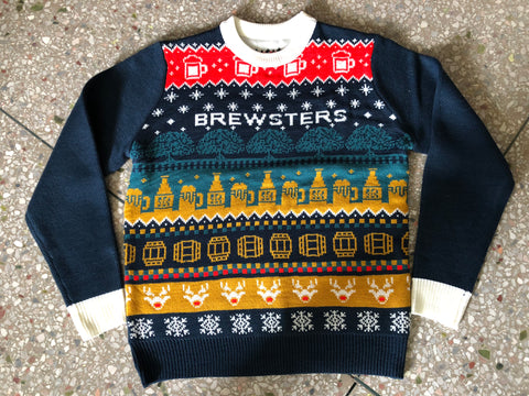 Brewsters Brewery custom Christmas sweaters made by Roody sustainable swag