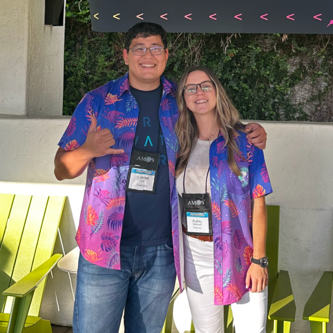 Man and a woman wearing Hawaiian Shirts