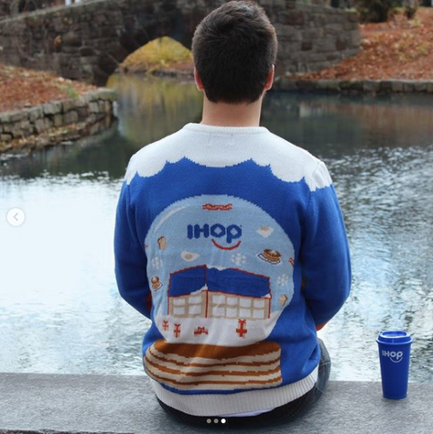 Man wearing iHop Custom Sweater