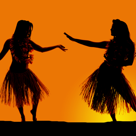 Dancers at a Hawaiian luau (party)