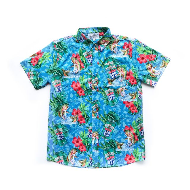 blue custom hawaiian shirt