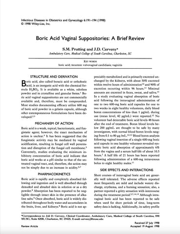 Boric Acid Vaginal Suppositories" A Brief Review