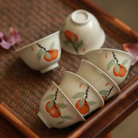 Art Tea Cup JianZhan Tenmoku Teacup Persimmon