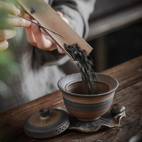 Art Tea Cup JianZhan Tenmoku Gai Wan Lotus