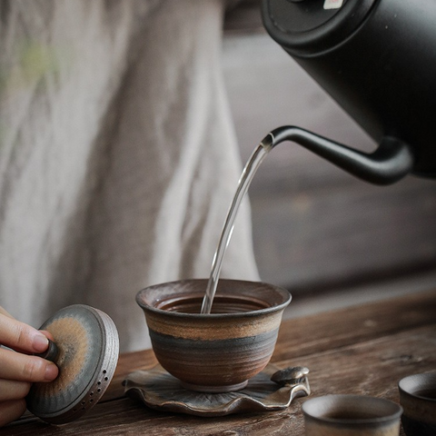 Art Tea Cup JianZhan Tenmoku Gai Wan Lotus