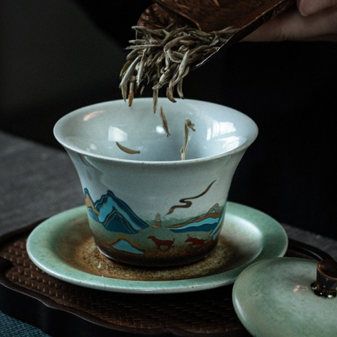 Art Tea Cup JianZhan Tenmoku Tea Cup Deer