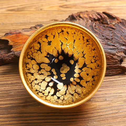 Art Tea Cup JianZhan Tenmoku Gold Tea Cup