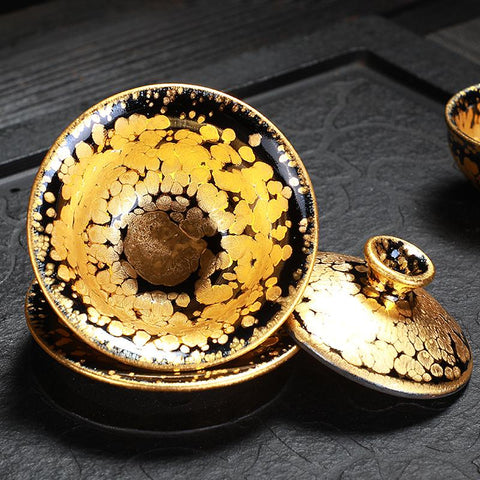 Art Tea Cup JianZhan Tenmoku Tea Set Gold