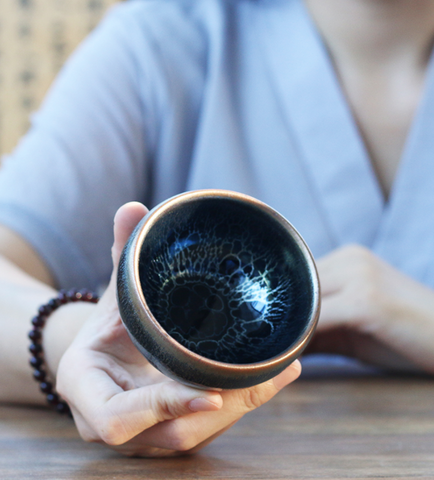 Art Tea Cup JianZhan Tenmoku Tea Cup Jellyfish