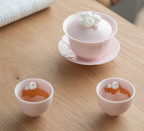 Art Tea Cup JianZhan Tenmoku Tea Set Sakura