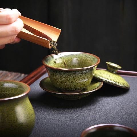 Art Tea Cup JianZhan Tenmoku Tea Set Sunflower